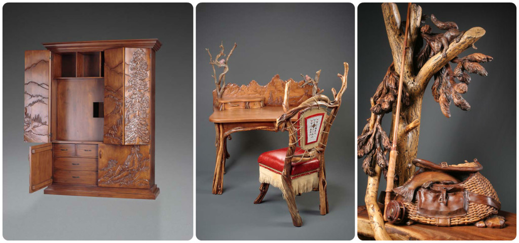 Custom hand carved furniture by Al Hone